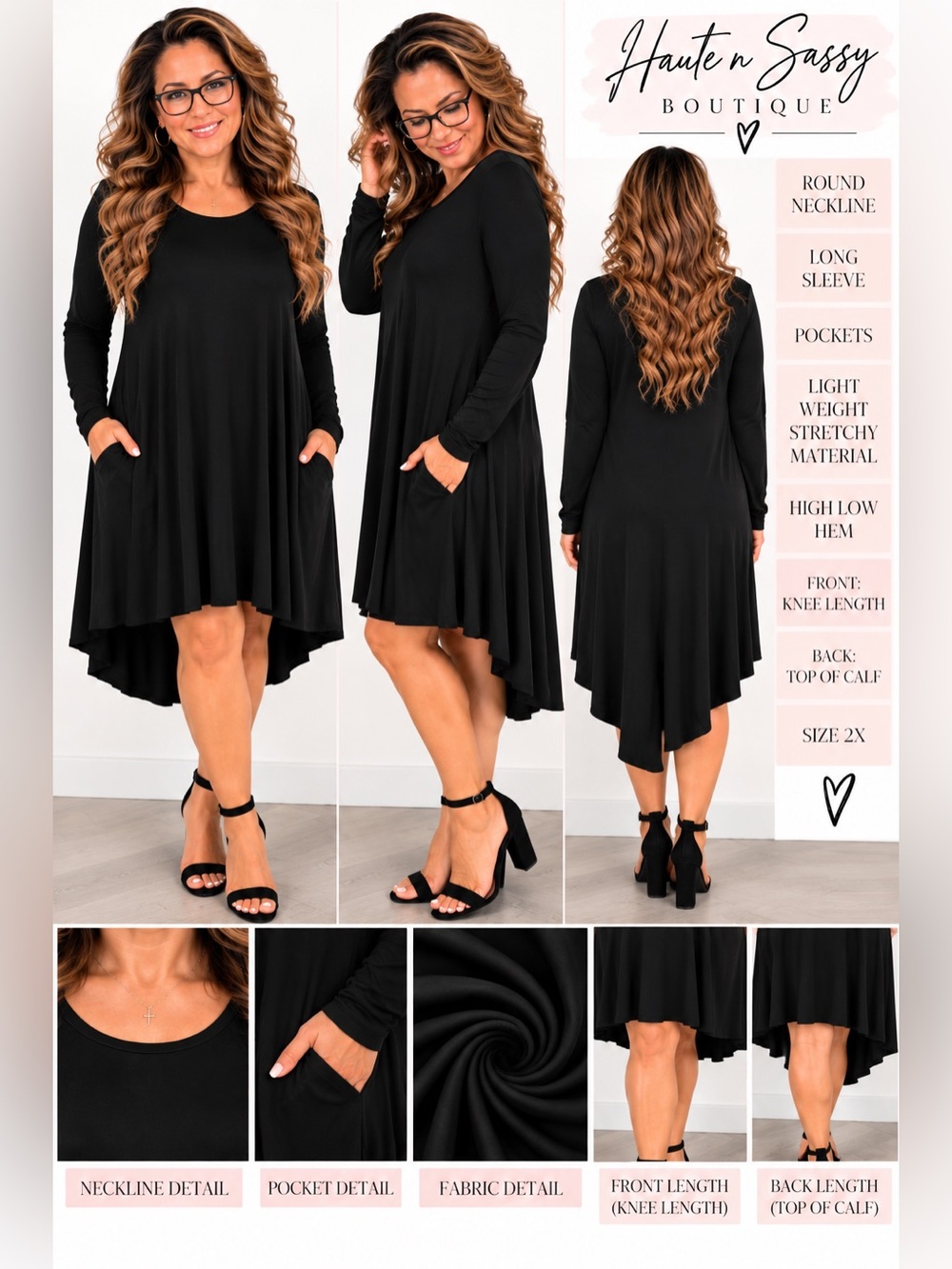 🖤 Black High-Low Dress Size 2X